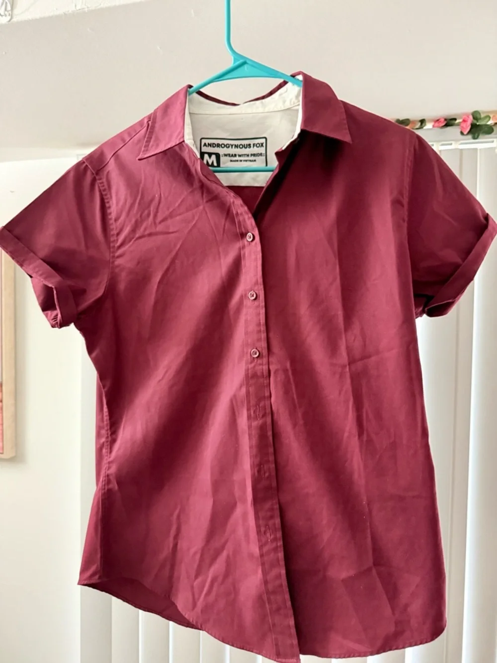 Androgynous Fox SWIFT FOX TWILL BUTTON UP Red Fox Burgundy Size Medium - Picture 3 of 6